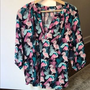 Crown and ivy flamingo print blouse